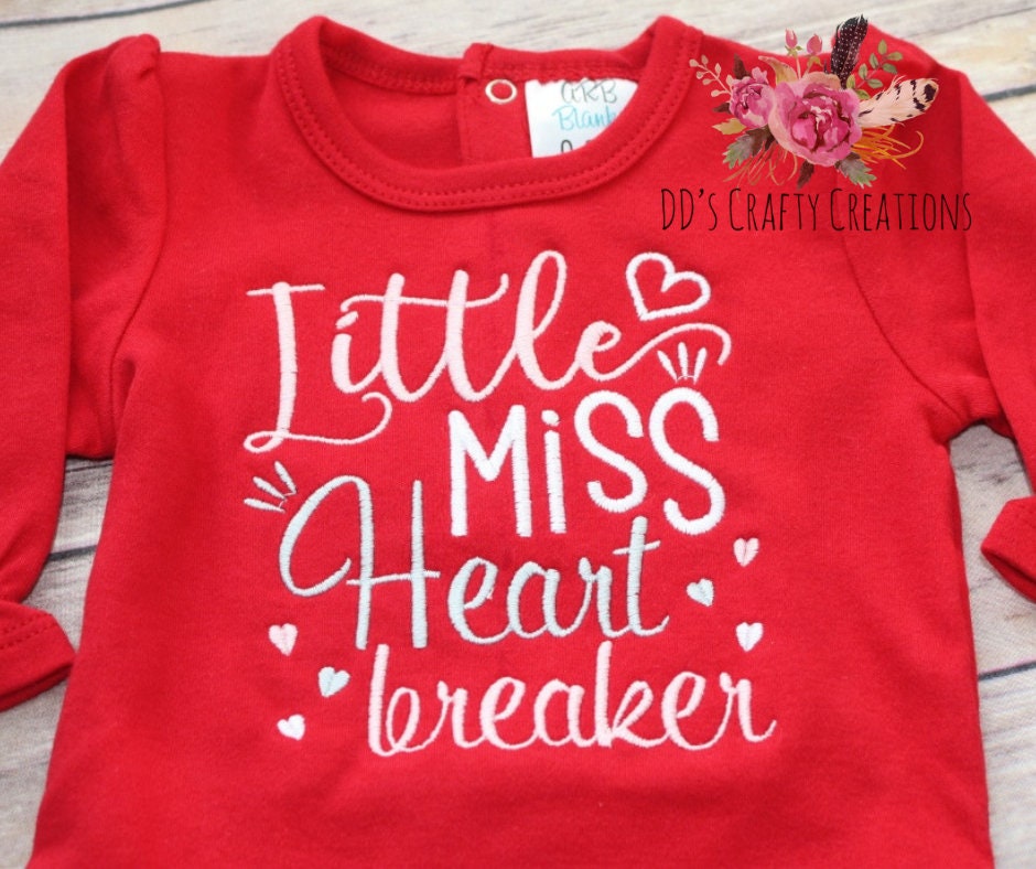 Little Miss Heart Breaker Baby Bodysuit, Girls Valentine Shirt, Baby Valentine Shirt, Heart breaker, Valentine's Day, Miss Heart Breaker