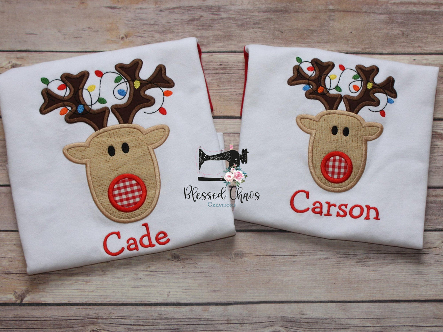 Boys Christmas Reindeer Shirt with Christmas Lights