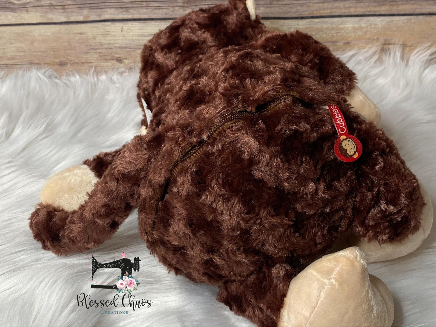 Embroidered Birth Stat Stuffed Monkey Cubbie Animal
