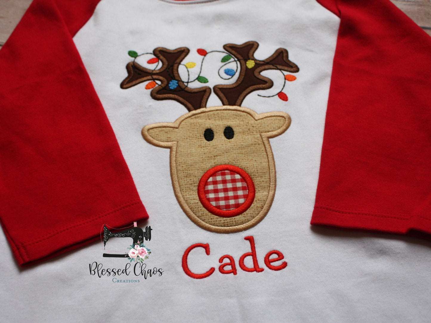 Boys Christmas Reindeer Shirt with Christmas Lights
