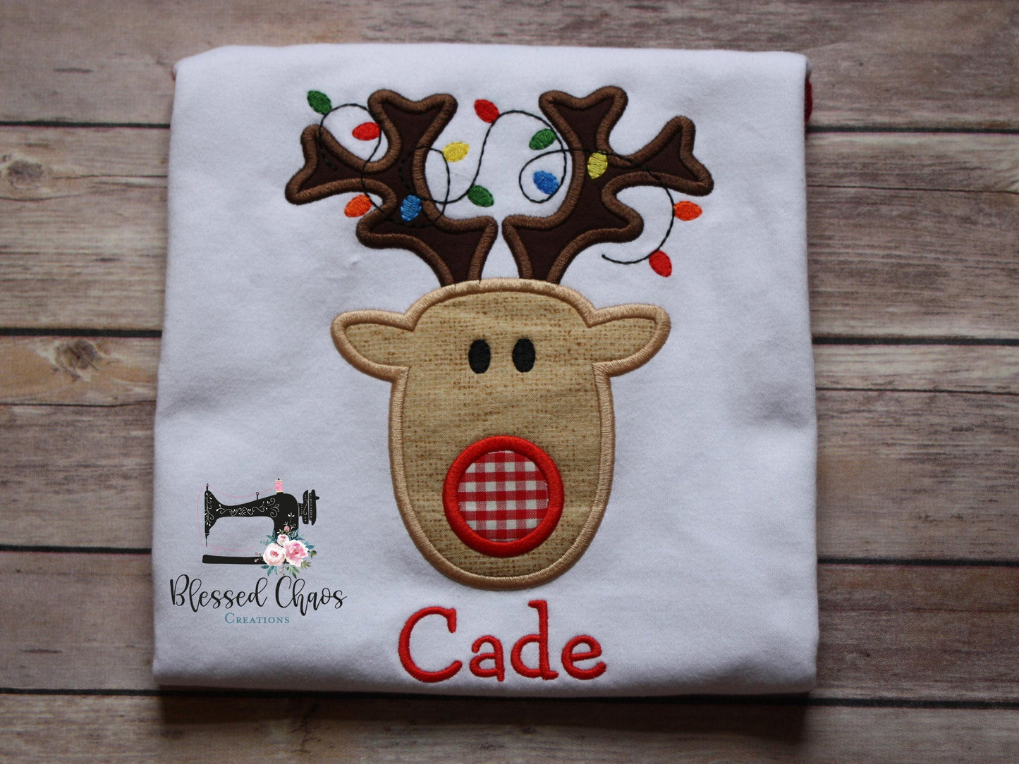 Boys Christmas Reindeer Shirt with Christmas Lights