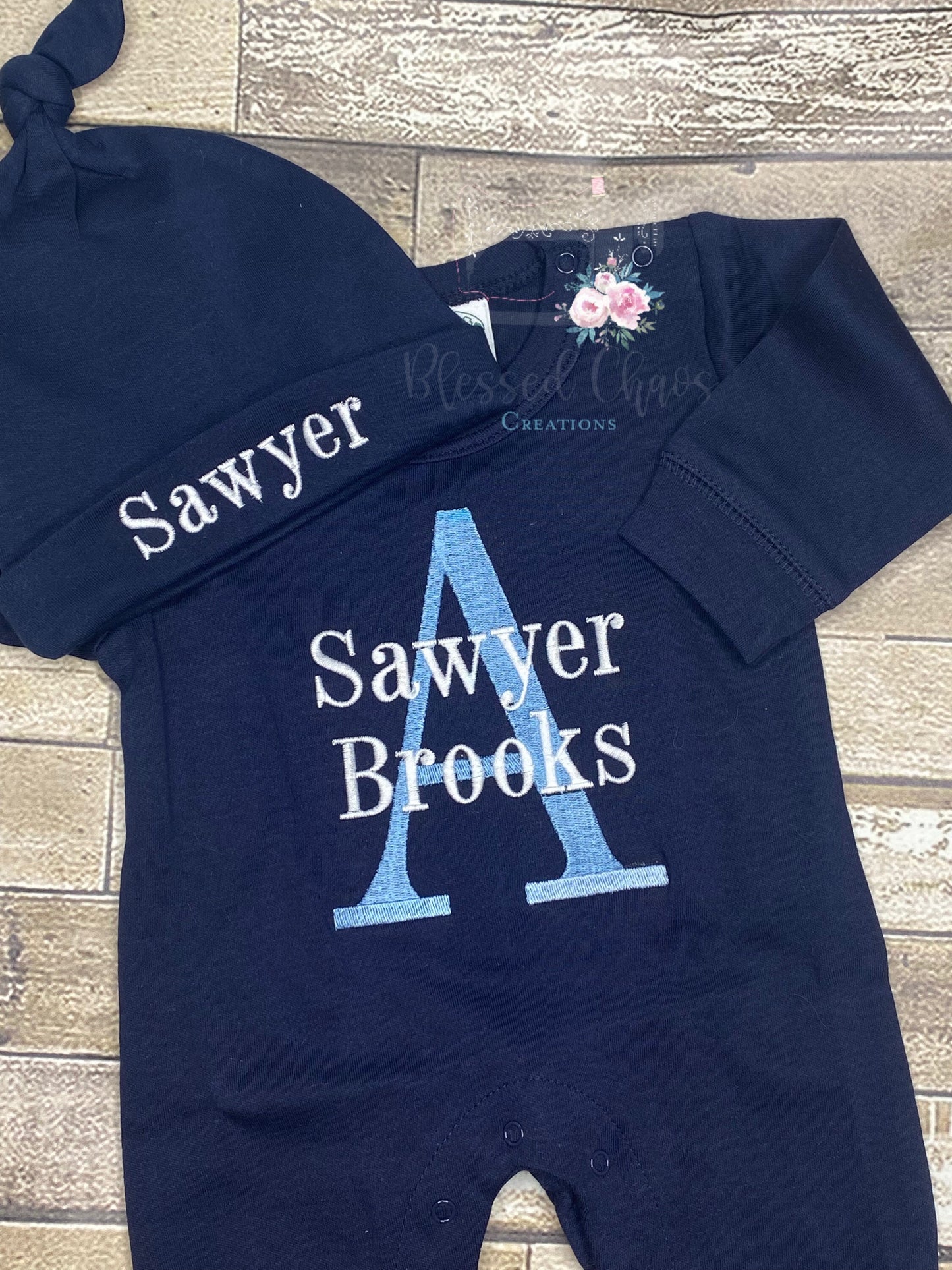 Personalized Coming Home Outfit, Monogramed Baby Boy Romper, Baby Boy Monogrammed Bodysuit, Shower Gift For Baby Boy