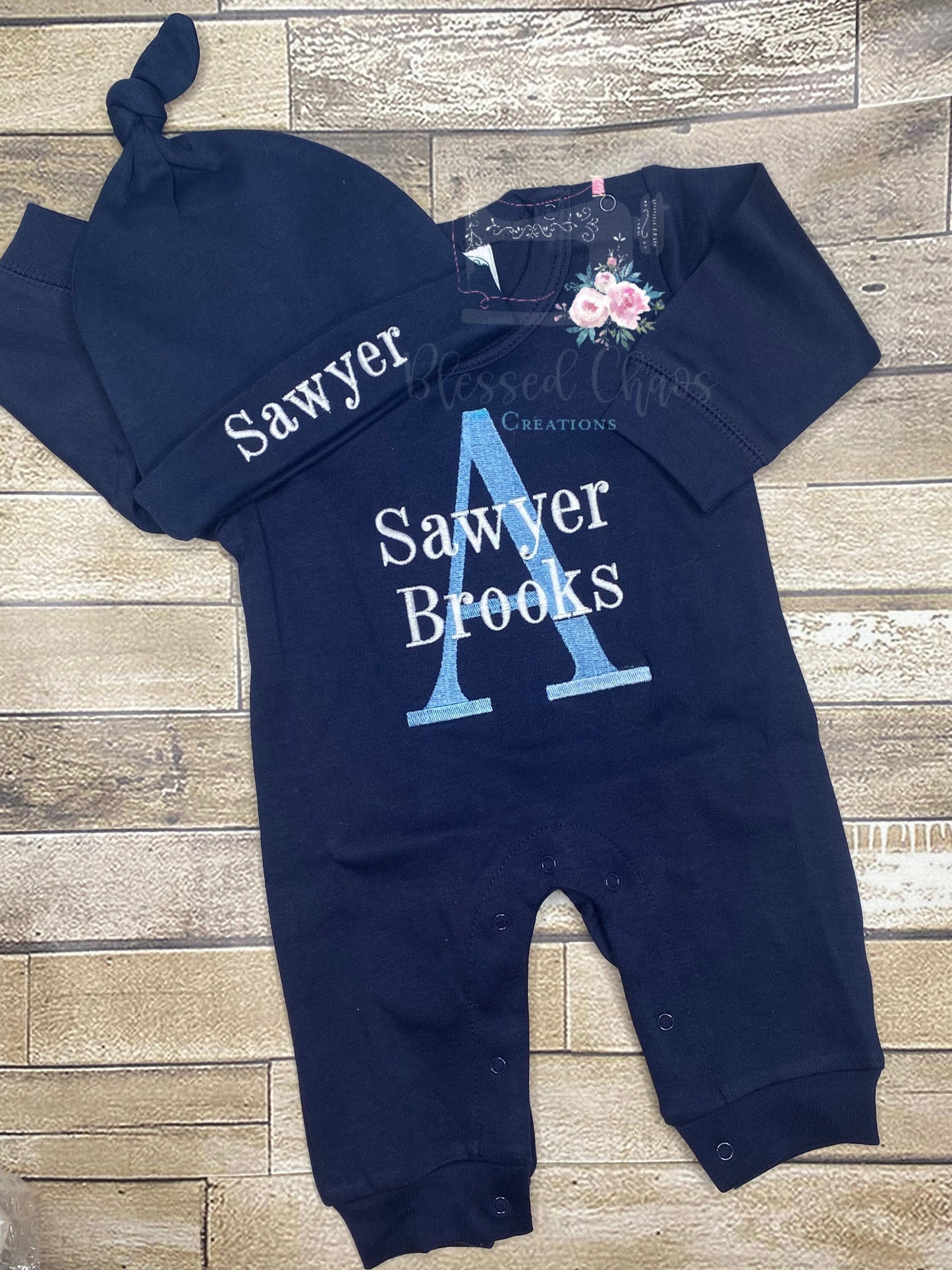 Personalized Coming Home Outfit, Monogramed Baby Boy Romper, Baby Boy Monogrammed Bodysuit, Shower Gift For Baby Boy