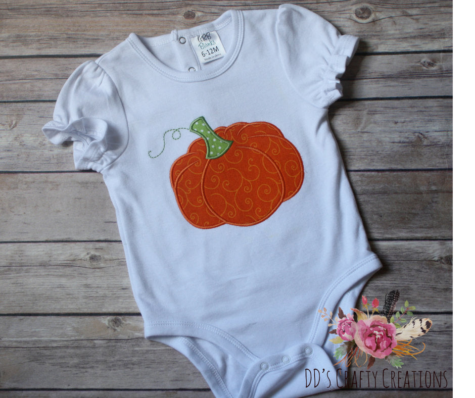 Girls Swirly Pumpkin Fall Shirt