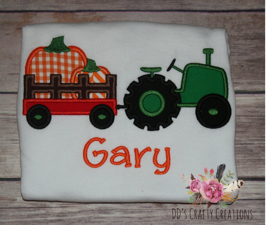 Boys Fall Pumpkin Farm Tractor Shirt