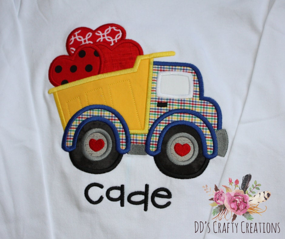 Boys Valentine's Day Shirt, Valentine's Dump Truck with Hearts, Boys valentine shirt, Kids Valentine's Shirt, Valentine shirt for boys