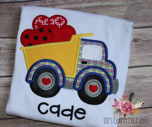 Boys Valentine's Day Shirt, Valentine's Dump Truck with Hearts, Boys valentine shirt, Kids Valentine's Shirt, Valentine shirt for boys