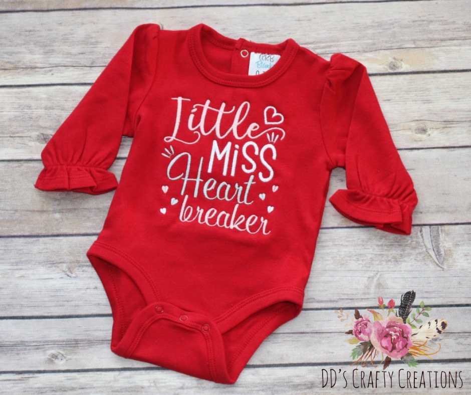Little Miss Heart Breaker Baby Bodysuit, Girls Valentine Shirt, Baby Valentine Shirt, Heart breaker, Valentine's Day, Miss Heart Breaker