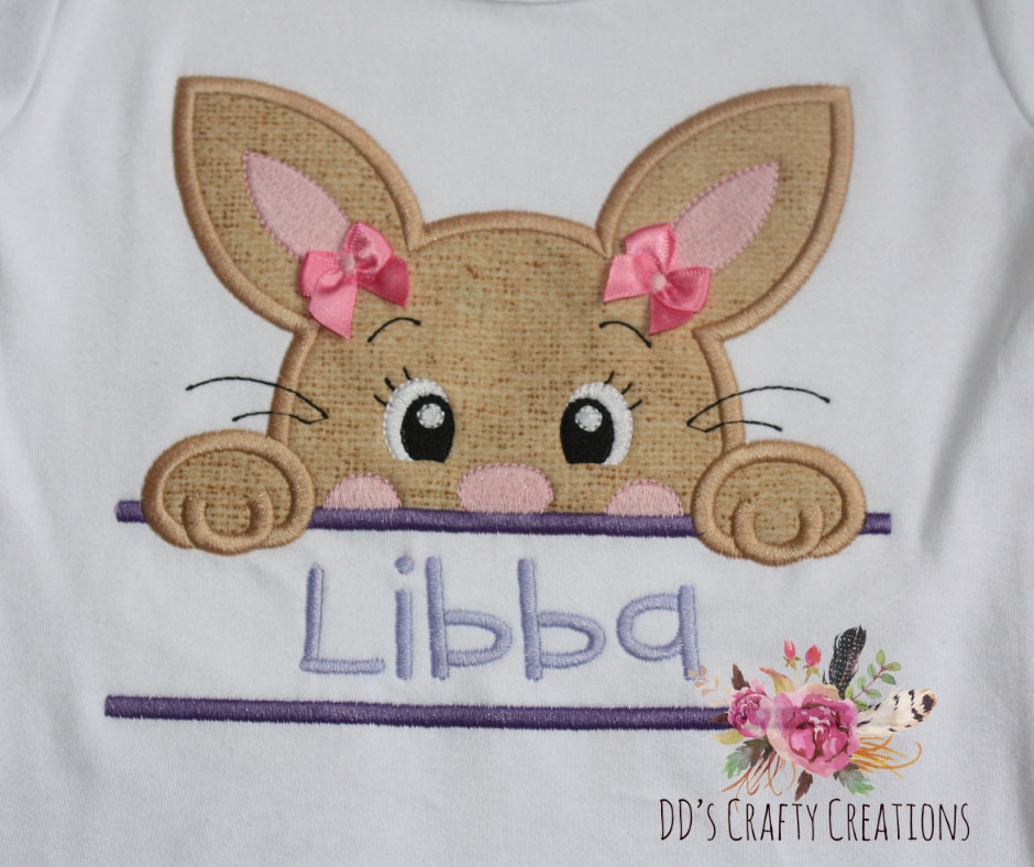 Personalized Girls Easter Shirt, Girls Monogrammed Easter Bunny Shirt, Custom Easter Outfit, Easter Romper, Kids Easter Shirt