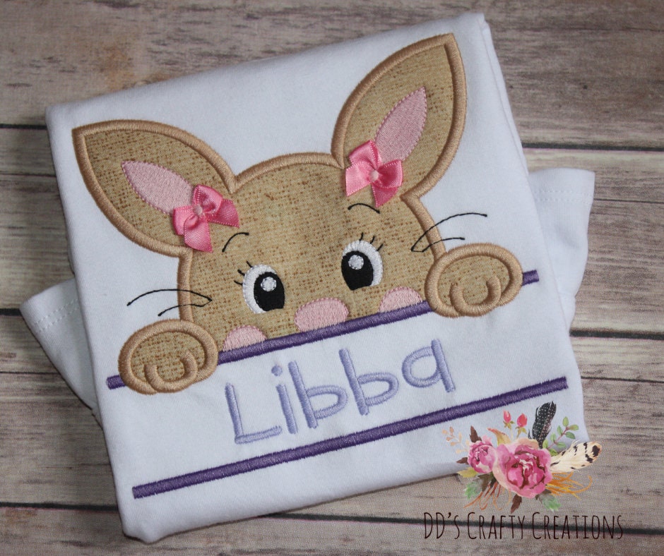 Personalized Girls Easter Shirt, Girls Monogrammed Easter Bunny Shirt, Custom Easter Outfit, Easter Romper, Kids Easter Shirt