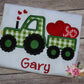 Boys Valentine's Day Tractor with Trailer and Hearts Appliqué Shirt, Boys Valentine Shirt, Kid Valentine Shirt, Tractor Valentine