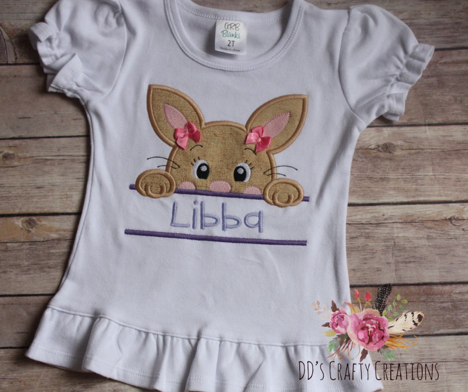 Personalized Girls Easter Shirt, Girls Monogrammed Easter Bunny Shirt, Custom Easter Outfit, Easter Romper, Kids Easter Shirt