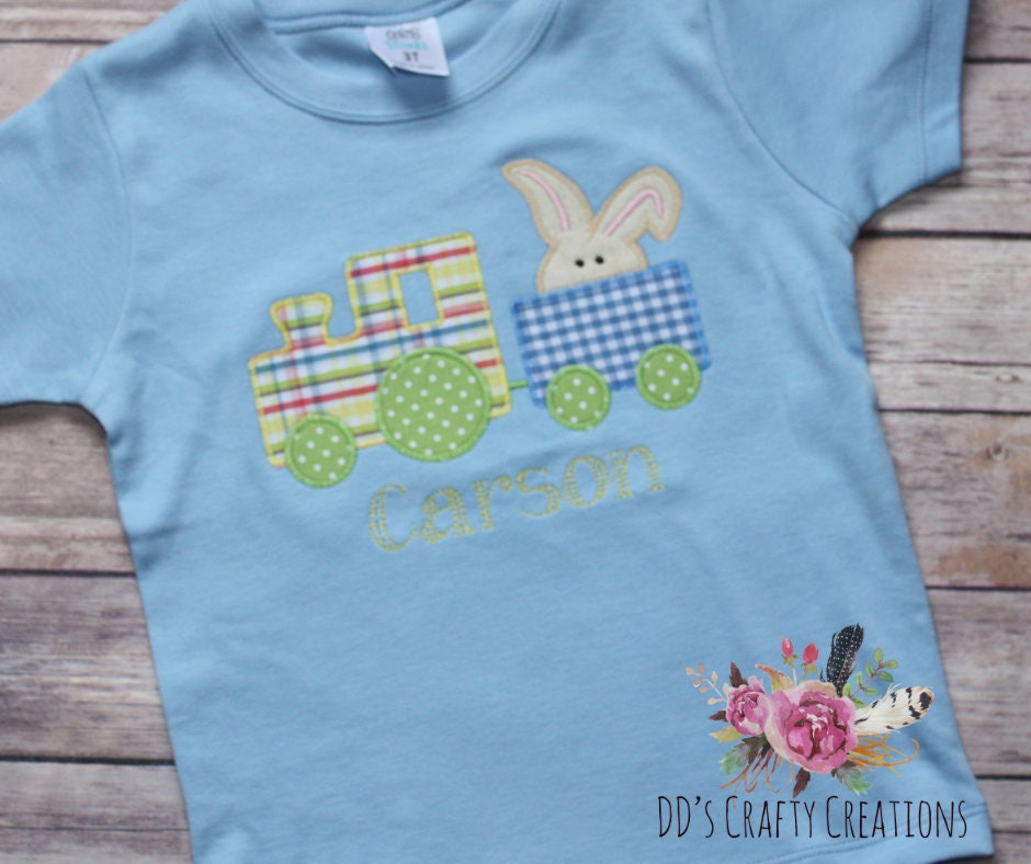 Personalized Boys Easter Shirt, Boys Easter Bunny Train Shirt, Easter Bunny Outfit, Toddler Easter Shirt