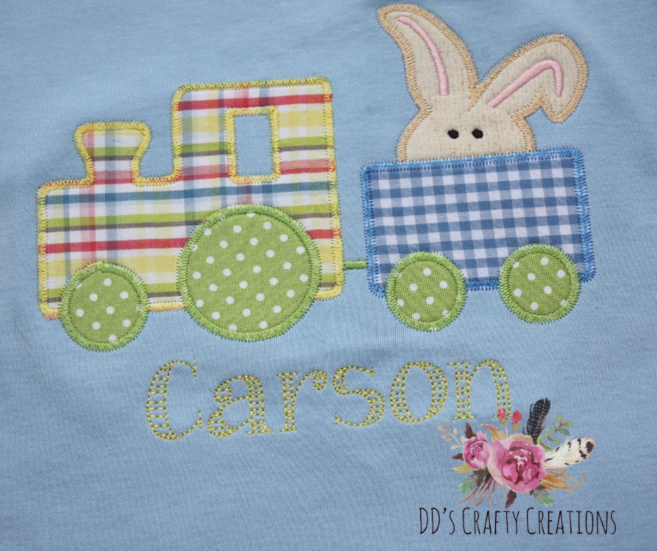 Personalized Boys Easter Shirt, Boys Easter Bunny Train Shirt, Easter Bunny Outfit, Toddler Easter Shirt