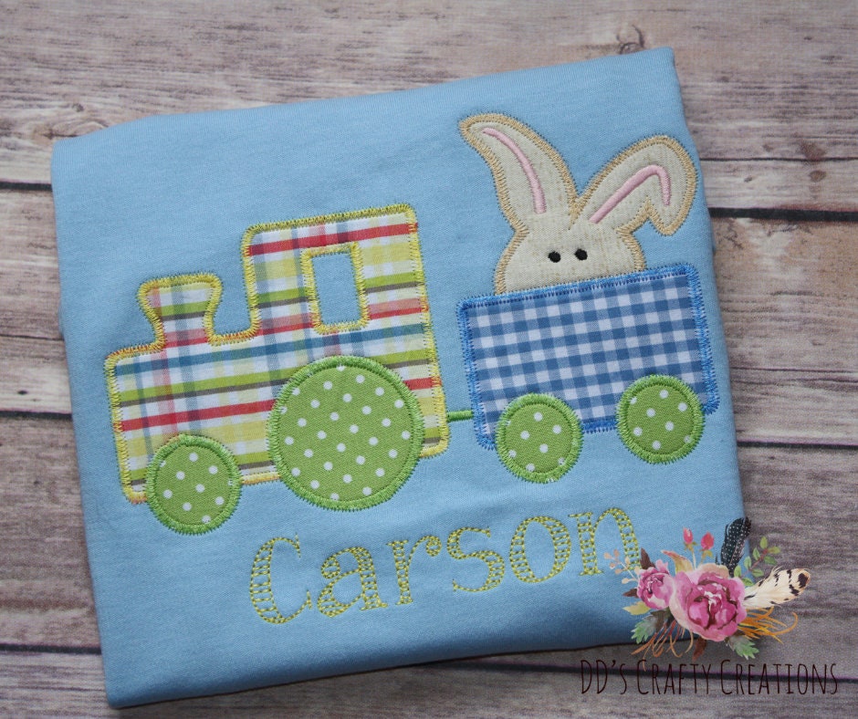 Personalized Boys Easter Shirt, Boys Easter Bunny Train Shirt, Easter Bunny Outfit, Toddler Easter Shirt