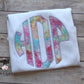 Large Circle Monogram Girls Shirt, Girls Three Letter Circle Monogram Appliqué Shirt, Embroidered Monogram, Circle Monogram Appliqué