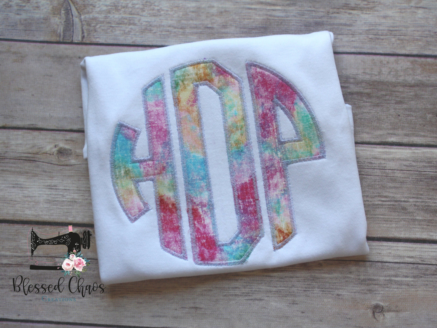 Large Circle Monogram Girls Shirt, Girls Three Letter Circle Monogram Appliqué Shirt, Embroidered Monogram, Circle Monogram Appliqué