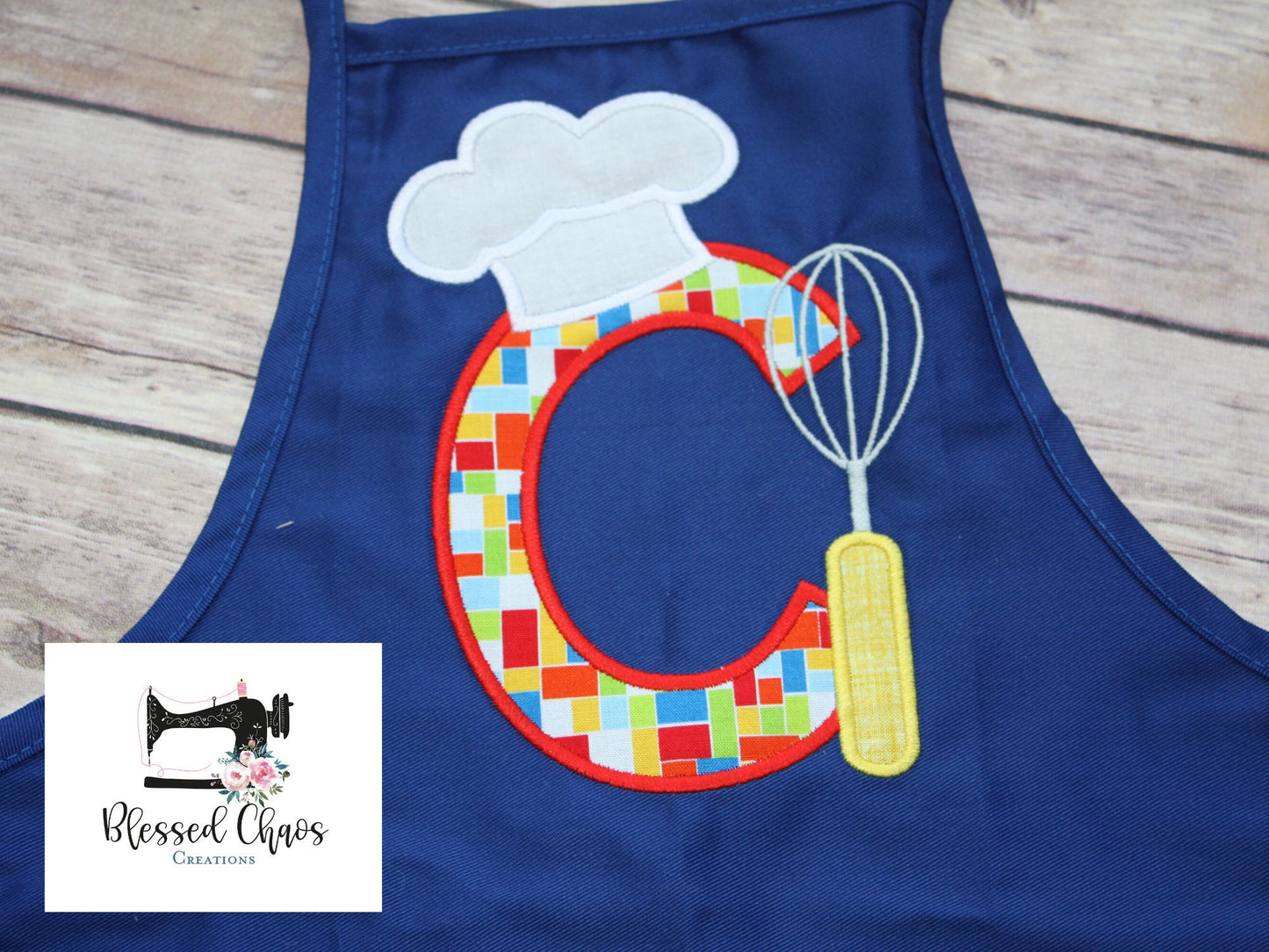 Personalized Child's Apron, Child Chef's Hat Applique Apron, Custom Child's Apron, Kids Culinary Apron with Pockets & Tie, Cooking with Kids