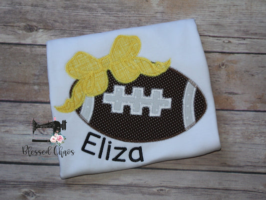 Girls Football with Bow Game Day Shirt