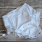 Baby Girl White Monogrammed Bloomers, Diaper Cover
