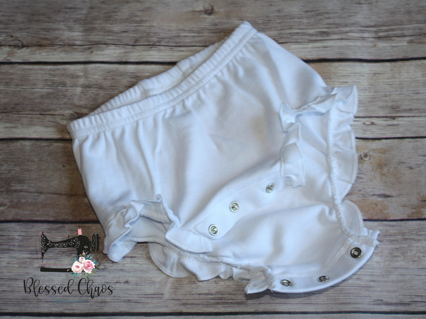Baby Girl White Monogrammed Bloomers, Diaper Cover