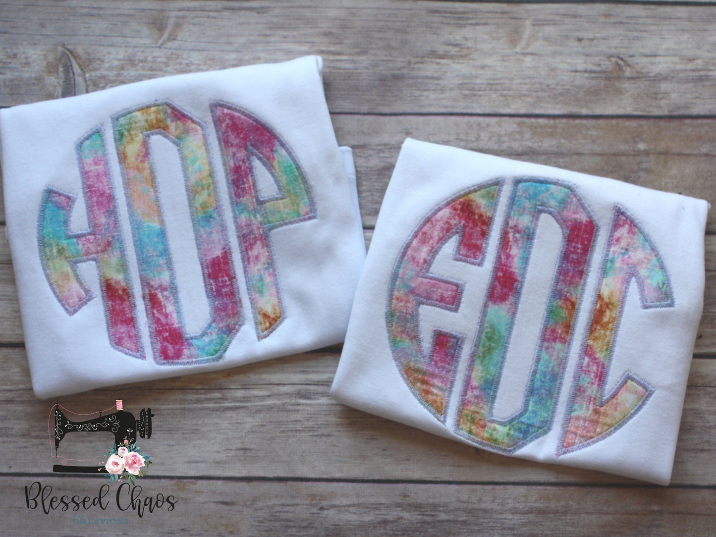 Large Circle Monogram Girls Shirt, Girls Three Letter Circle Monogram Appliqué Shirt, Embroidered Monogram, Circle Monogram Appliqué