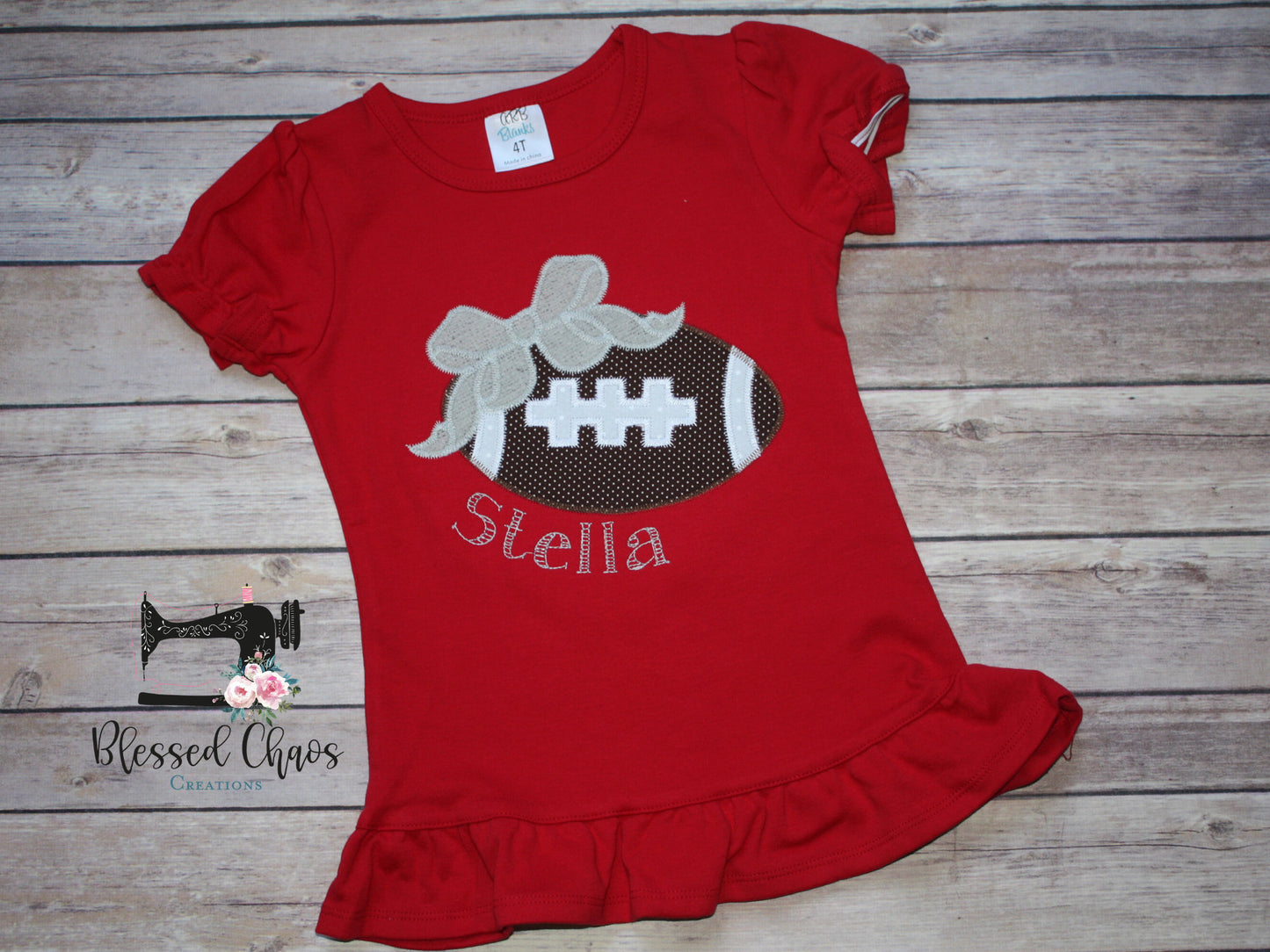 Girls Football with Bow Game Day Shirt