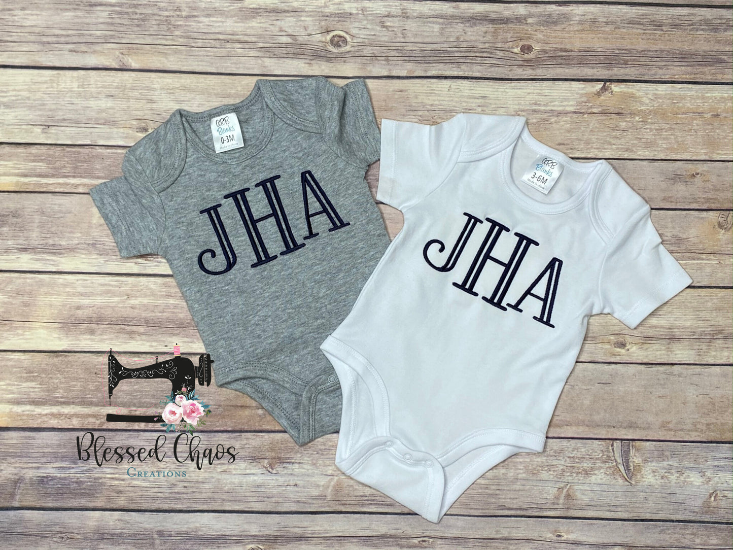 Baby Boy Large Monogrammed Bodysuit- Coming Home Outfit