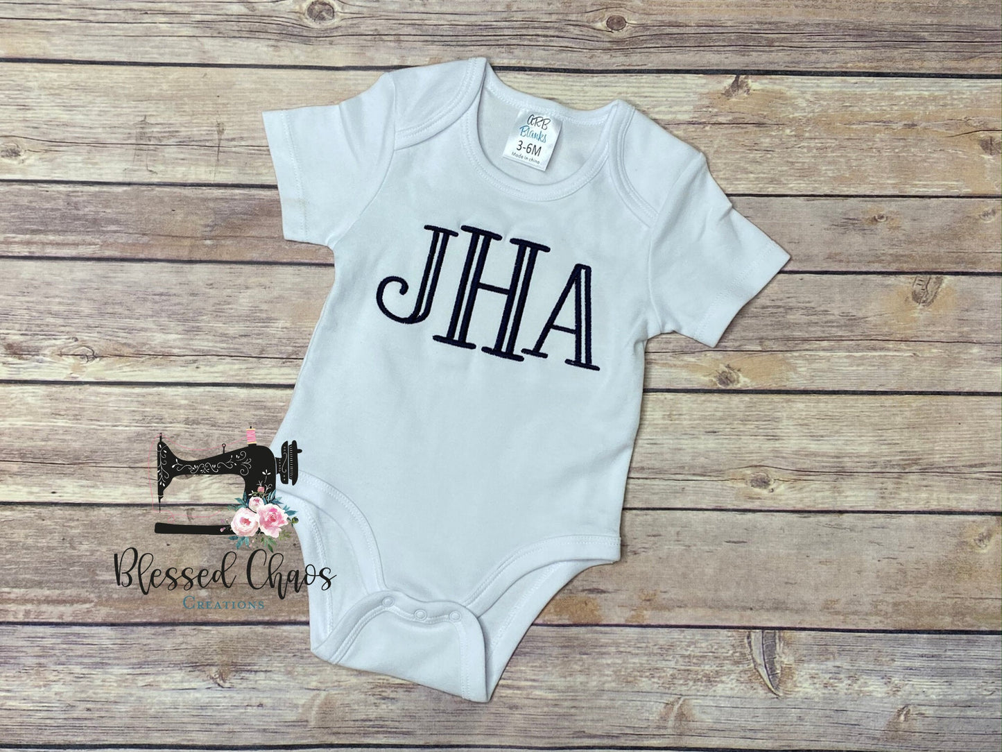 Baby Boy Large Monogrammed Bodysuit- Coming Home Outfit