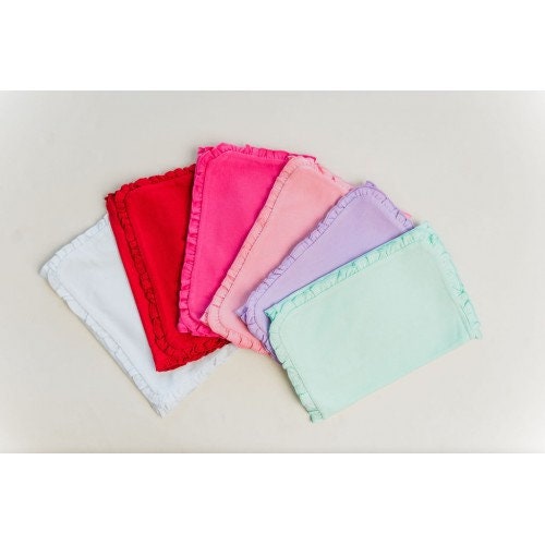 Monogrammed Cotton Ruffle Baby Burp Cloth, Personalized Baby Shower Gift, Custom Baby Gift, Baby Girl Gift