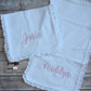 Monogrammed Cotton Ruffle Baby Burp Cloth, Personalized Baby Shower Gift, Custom Baby Gift, Baby Girl Gift