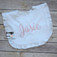 Monogrammed Cotton Ruffle Baby Burp Cloth, Personalized Baby Shower Gift, Custom Baby Gift, Baby Girl Gift