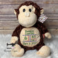Embroidered Birth Stat Stuffed Monkey Cubbie Animal