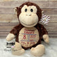 Embroidered Birth Stat Stuffed Monkey Cubbie Animal