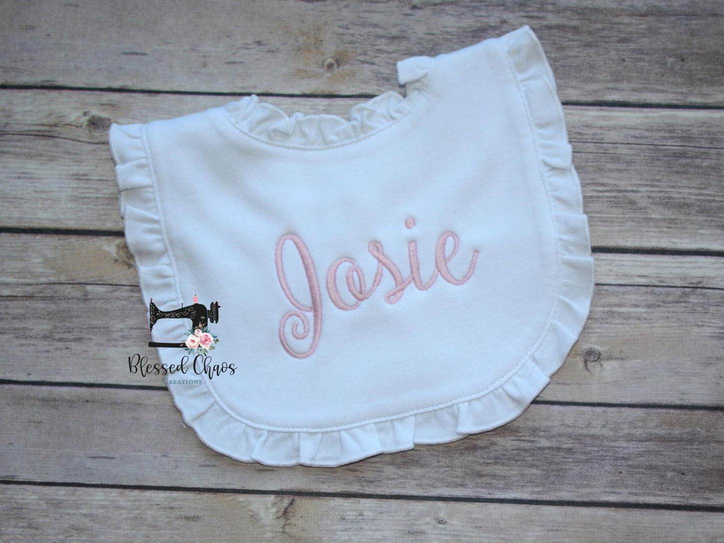 Monogrammed Cotton Ruffle Baby Burp Cloth, Personalized Baby Shower Gift, Custom Baby Gift, Baby Girl Gift