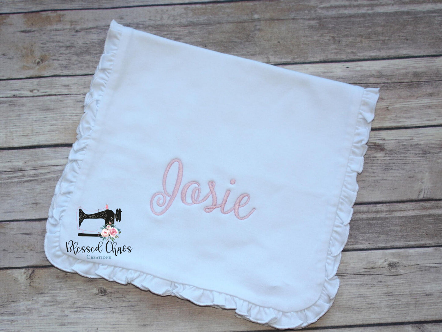 Monogrammed Cotton Ruffle Baby Burp Cloth, Personalized Baby Shower Gift, Custom Baby Gift, Baby Girl Gift