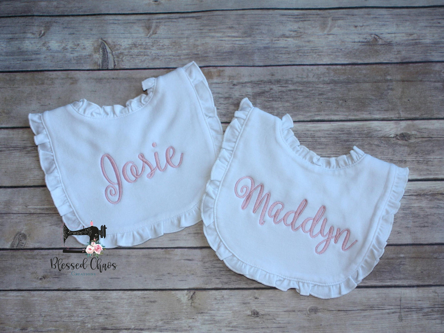 Monogrammed Cotton Ruffle Baby Burp Cloth, Personalized Baby Shower Gift, Custom Baby Gift, Baby Girl Gift