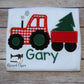 Boys Christmas Shirt Red Gingham Tractor Shirt