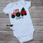 Boys Christmas Shirt Red Gingham Tractor Shirt