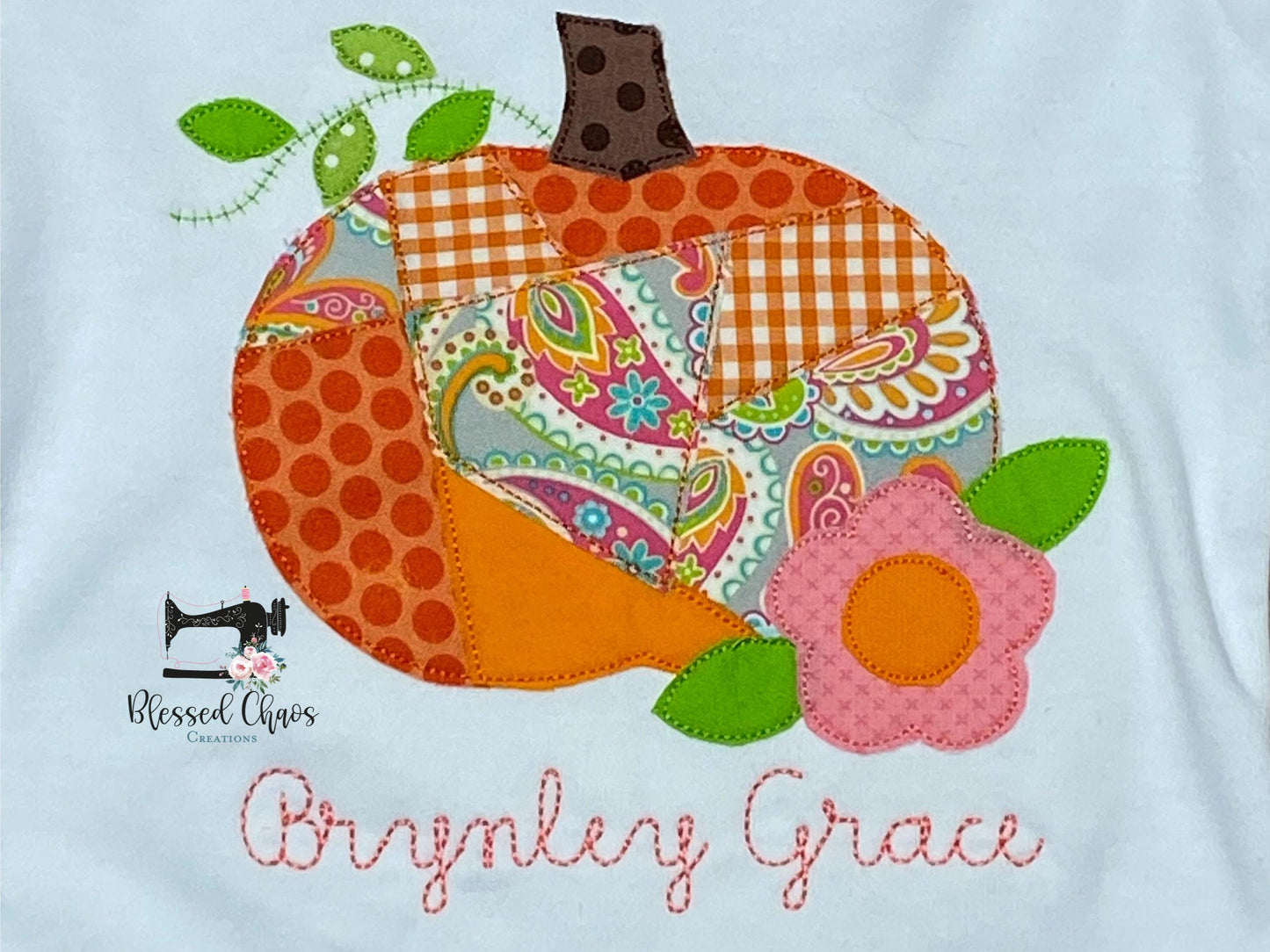 Girls Patchwork Pumpkin Fall Shirt