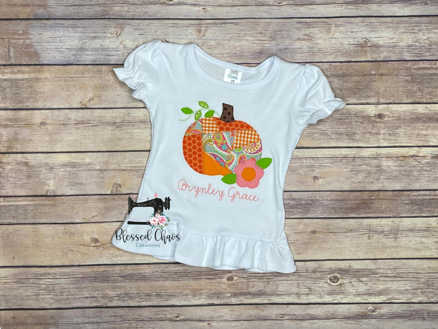 Girls Patchwork Pumpkin Fall Shirt