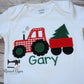 Boys Christmas Shirt Red Gingham Tractor Shirt