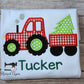 Boys Christmas Shirt Red Gingham Tractor Shirt