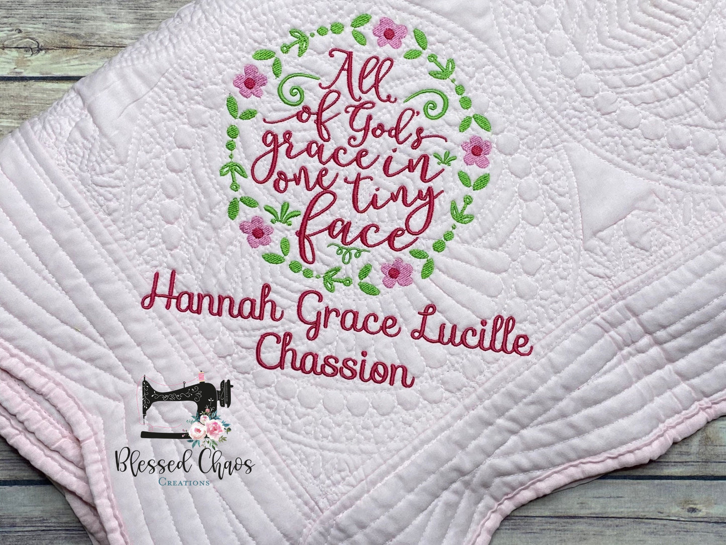 Personalized Heirloom Baby Quilt, All of God's Grace in One Tiny Face Baby Quilt, Personalized Baby Quilt, Christian Baby Shower Gift