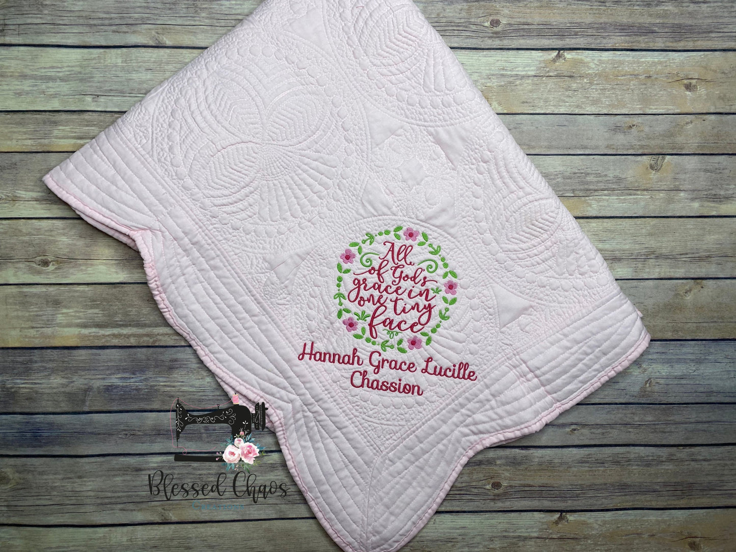 Personalized Heirloom Baby Quilt, All of God's Grace in One Tiny Face Baby Quilt, Personalized Baby Quilt, Christian Baby Shower Gift