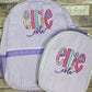 Kids Personalized Applique backpack, Fabric Name Backpack, Daycare Bookbag, Personalized Booksak, Girls Seersucker Bookbag