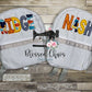 Boys Personalized Applique backpack, Fabric Name Backpack, Daycare Bookbag, Personalized Booksack, Seersucker Bookbag