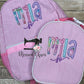 Kids Personalized Applique backpack, Fabric Name Backpack, Daycare Bookbag, Personalized Booksak, Girls Seersucker Bookbag