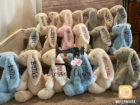 Personalized Embroidered Bunny, Custom Plush Easter Bunny with Name, Monogrammed Easter Bunny, Personalized Easter Bunny, First Easter Gift