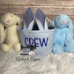 Embroidered Easter Bunny Basket, Custom Easter Basket, Personalized Easter Basket, Seersucker Basket, Personalized Seersucker Tote Bags